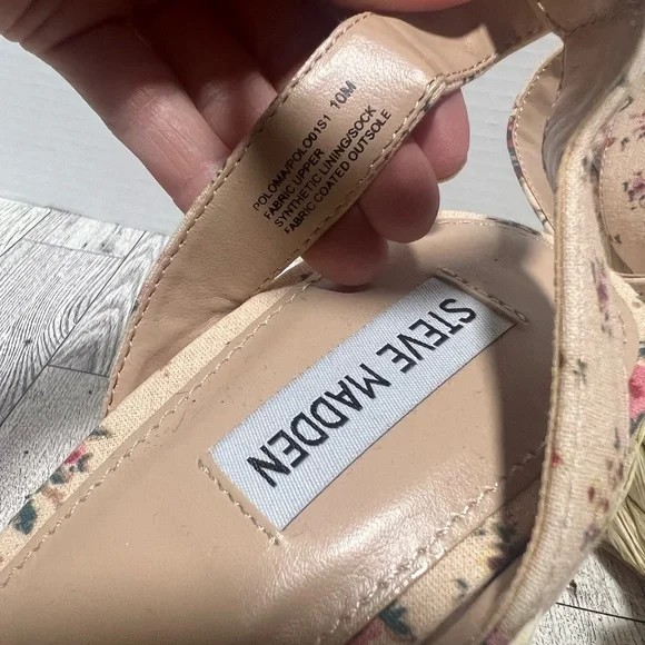 Blush Pink Floral Steve Madden platform Wedges Sz 10 - Picture 8 of 10